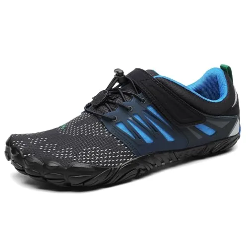 SAGUARO Barefoot Hombre Mujer Zapatillas de Trail Running Ligeras Cómodas Minimalistas Zapatos Descalzos, Azul Negro 44