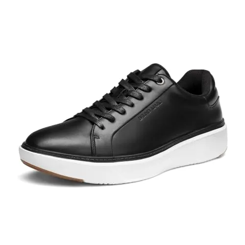 Bruno Marc Zapatillas Casual Cordones Hombre Planos,Negro,44.5 | Suela Gruesa 4cm, Plantilla EVA Bicolor, Upper PU, Agarre Diario, Ligero 284g