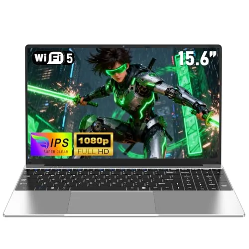 NAIKLULU 15.6 Pulgadas 2026 Laptop RAM 16GB SSD 256GB, Processor M3-6Y30 Pc Ordenador Portatil Notebook Computadora Portatil, 5000Mah/1920x1080P/Webcam/WIFI 5/Ranura para Tarjeta TF