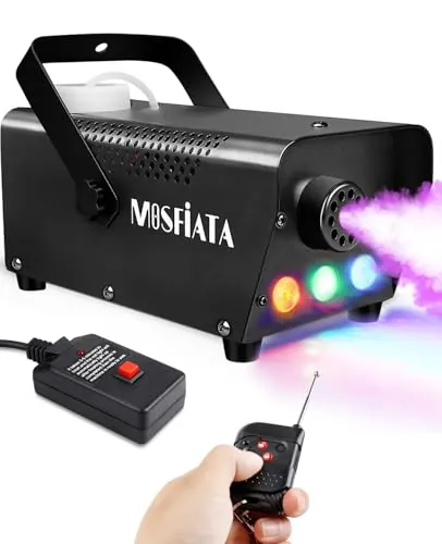 Maquina de Humo Pequeña 500W con 3 LEDs RGB Integrados para Fiestas, Halloween, Bodas, Discoteca, DJ Efecto Escenario