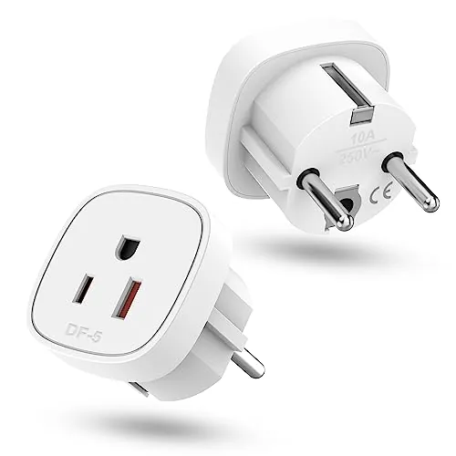 2X Adaptador de Enchufe de USA a Enchufe Europeo, Americano to España, USA a EU, Adaptador de Viaje Estados Unidos a Español