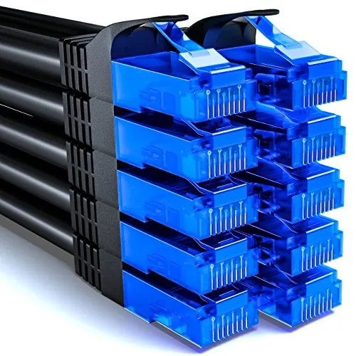 deleyCON 0,5m Set de Cables de red CAT6 U-UTP RJ45, 10 Unidades - Negro | Cable LAN CAT-6 corto de 50 cm, cable de conexión, cable Ethernet para DSL, conmutador, enrutador, módem, repetidor