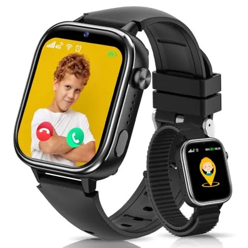 Sanorum Reloj Inteligente Niño con GPS/Videollamada/SOS/Regalo, Negro