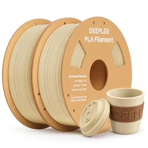 DEEPLEE Filamento PLA 1.75 mm, Beige, Pack 2 x 1 kg | Precisión ±0.02 mm, enrollado preciso, baja obstrucción, compatible con FDM