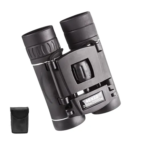 Prismáticos Compactos 40x22, Binocular de Ancho Ajustables, Tamaño Bolsillo y Plegable, Resistente al Agua, Incluye Bolsa y Trapo para Limpieza. Ideal para Viajes, Conciertos y Deportes.