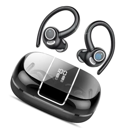 Auriculares Bluetooth deportivos in-ear auriculares inalámbricos Bluetooth | Auriculares deportivos estéreo Hi-Fi 48 horas con 4 ENC cancelación de ruido, Bluetooth 5.3, IPX7, resistentes al agua