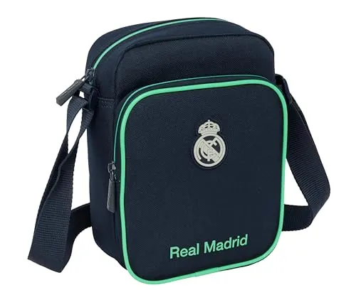 REAL MADRID 2ª EQUIPACIÓN 25/26 - Bandolera con Bolsillo Exterior, Maletín Portatodo, Bandolera, Cómoda y Versátil, Calidad y Resistencia, 16x6x22 cm