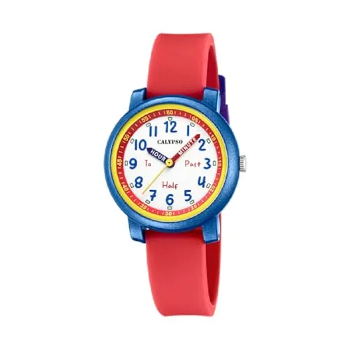CALYPSO Reloj Unisex K5827/5 My First Watch Caja de Caucho Multi Correa de Caucho Rojo