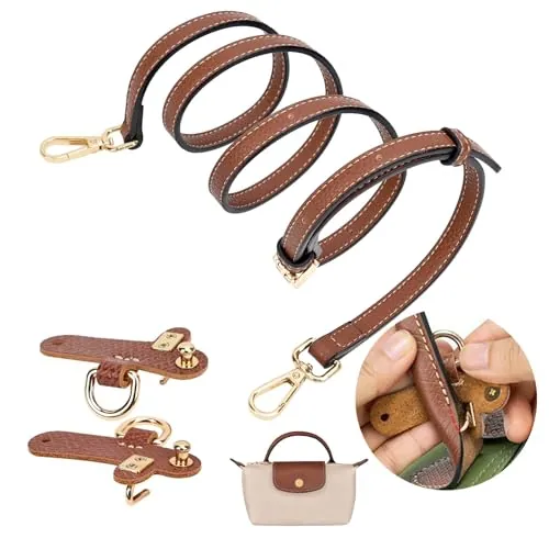 Bandolera para Longchamp Mini Ajustable Sin Hebilla para Bolso Mujer - Universal, No Necesita Punzonado - Marrón, Práctica y Robusta para Cualquier Ocasión