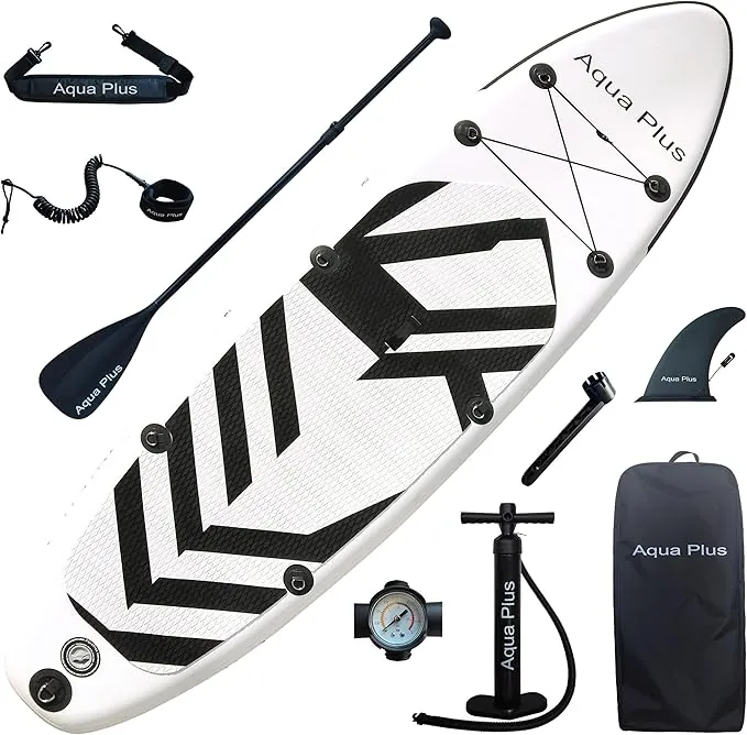 Aqua Plus Sup Inflable de 15cm de Grosor para Todos los Niveles de Habilidad, Paleta Ajustable, Bomba, Mochila de Viaje ISUP, Tabla de Remo Inflable para jóvenes y Adultos