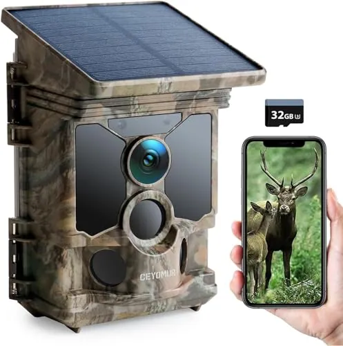 CEYOMUR 68MP 4K 30fps Cámaras de Caza Solar, WiFi Camara Fototrampeo