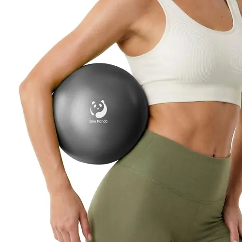 Slim Panda Pelota de Pilates 23cm, Antiexplosión Antideslizante PVC Pelota de Gimnasia, Soft Balones de Yoga para Terapia Geriátrica, Fitness, Entrenamiento del Equilibrio (Negro)