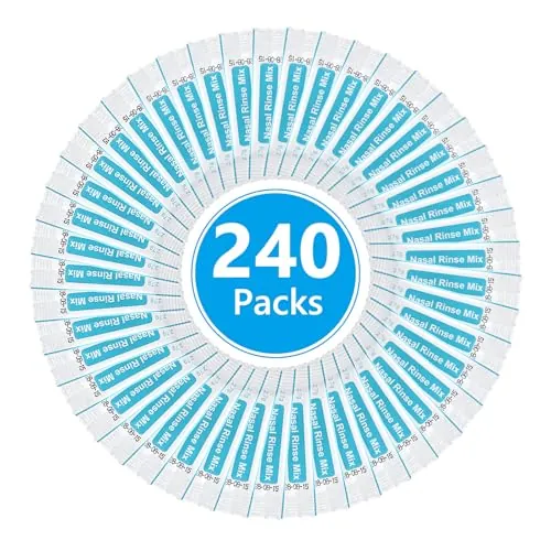 URAQT Sal Lavado Nasal,240 PCS Sales Lavados Nasales para LimpiezaNasal | Limpiador Nasal Niños y Adulto para Enjuague Nasal, Lavado Nariz, Alivio Conductos Nasal