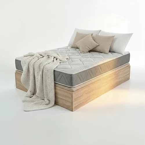 ROYAL SLEEP Pack Colchón de Muelles Ensacados con Viscoelástica 27 cm Firmeza Media-Alta + Canapé Abatible de Madera Gran Capacidad Natural | Montaje y Retirada de Usado Incluido | 150x200
