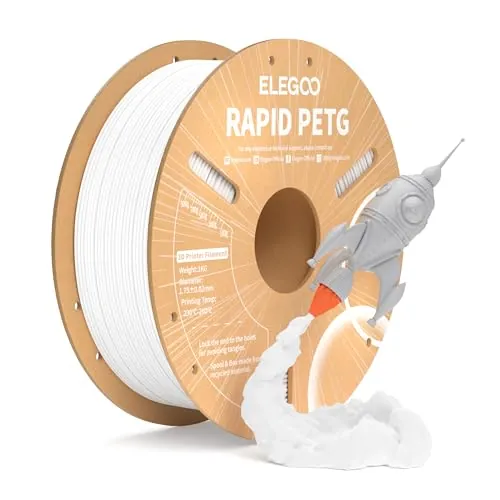 ELEGOO Filamento PETG Rápido 1.75 1KG Blanco, PETG de Alta Velocidad 30-600mm/s para Impresora 3D, Precisión Dimensional +/- 0.02mm, Carrete Filamento 3D, para Mayoría Impresoras 3D
