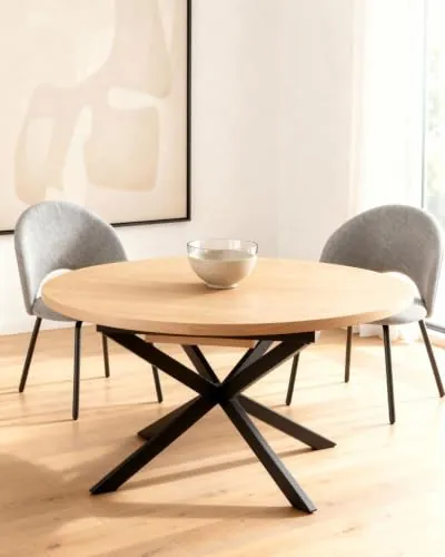LIVAN HOME - Mesa de Comedor Redonda Extensible Elvia