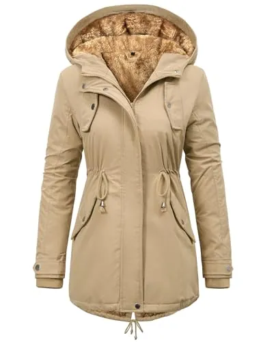 Vancavoo Abrigo de Invierno Mujer Parka Larga Cálida con Capucha