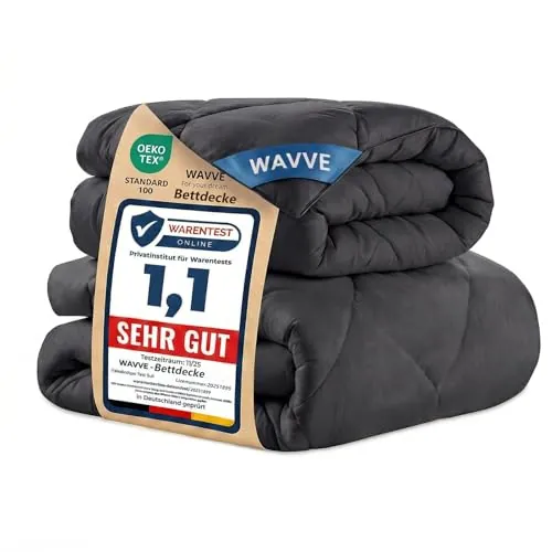 WAVVE Edredón Relleno Nórdico 220x240 cm para Cama 135 150, Juego de 2 Piezas Verano 150gr/m² + 4 Estaciones 300gr/m² = Invierno 450gr/m² Fibra, Gris