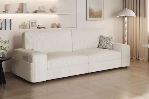 Yaheetech Sofá de 2 Plazas Tapizado de Pana de 212 X 81 cm Beige