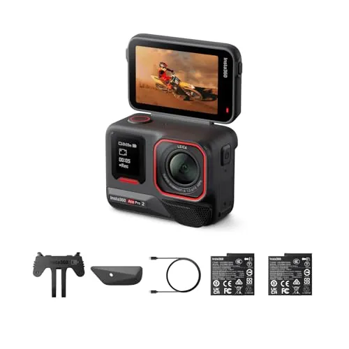 Insta360 Ace Pro 2 Paquete de batería Dual estándar-Cámara de acción Impermeable de 8K co-diseñada con Leica, Sensor de 1/1.3"", Chip AI Dual, líder en Poca luz, Audio Superior, Pantalla abatible