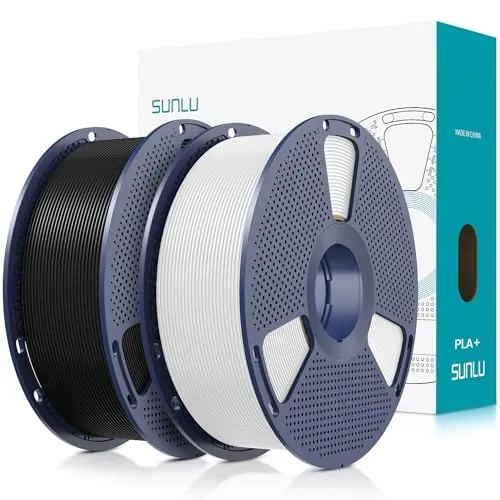 SUNLU PLA Plus Filamento 1.75mm, PLA + Filamento para Impresoras 3D, Filament PLA+ para Impresión 3D Más Duro y Resistente, Precisión Dimensional +/- 0.02mm(Negro+Blanco)