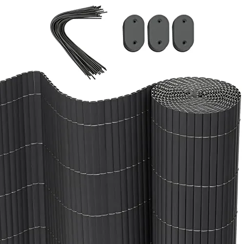 WOLTU Cañizo PVC Pantallas Protectoras 400x120 cm, Resistente a los Rayos UV Protección contra el Viento, Valla Privacidad para Jardín, Balcón o Terraza, Gris