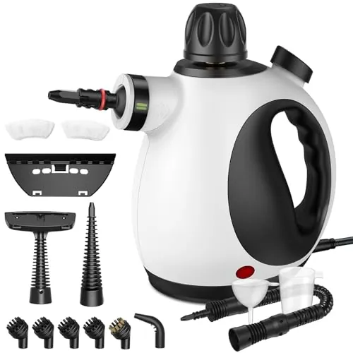 Vaporeta Limpieza Hogar y 14 Accesorios, 1050W, Sin Productos Químicos | Calentamiento rápido en 3 Mins, Limpiador de Vapor Portátil Multiusos con Cierre de Seguridad, el Baño, Ventanas, Cocina