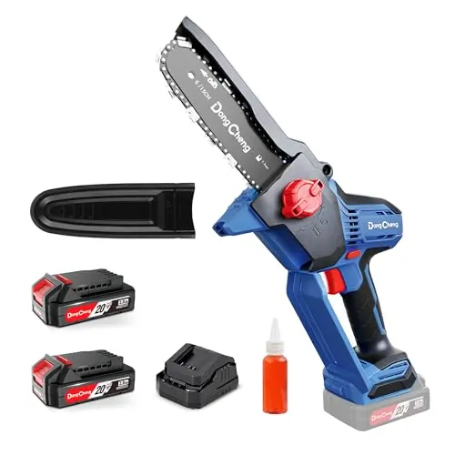 DongCheng mini motosierra bateria 20V, brushless 750W, 2×2000mAh, 8m/s