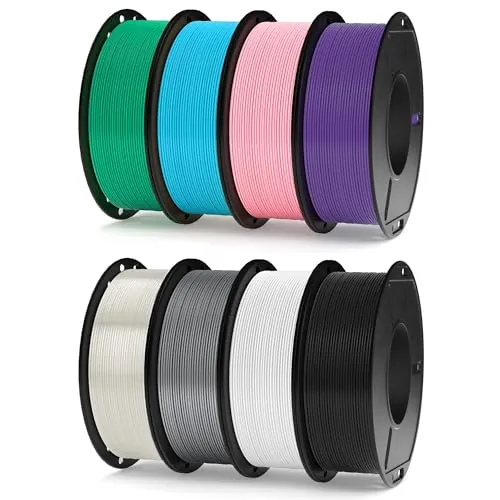 ELEGOO Filamento PLA 1.75 250G Bobinas, 8 Rollos Multicolor, 250G por Carrete, Precisión Dimensional +/- 0.02 mm, Compatible con la Mayoría de Impresoras 3D