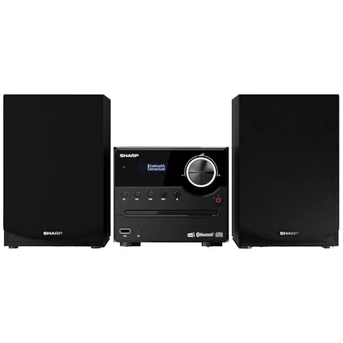 Sharp XL-B517D(BK) Microcadena Sound System Estereo con Radio Dab+, FM, Bluetooth, CD-MP3, reproducción USB, Altavoces de Madera y 45W Color Negro