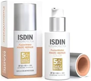 ISDIN Foto Protector Magic Repair Fusion Water Color SPF 50 - Protector solar facial con color de fase acuosa, triple acción anti-fotoenvejecimiento, 50 ml