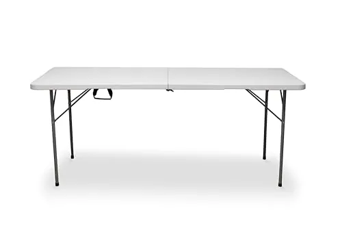 KG KITGARDEN Mesa Plegable Portátil Apertura Automática, 180 x 70 x 74 cm, Blanco