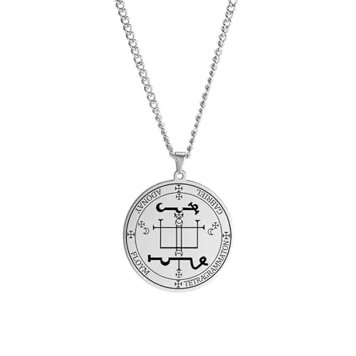 EUEAVAN Collar de arcángel Gabriel, amuleto, collar de ángel de la guarda, medalla, colgante de Salomón, insignia del Santo Arcángel, joyas para hombres, Acero inoxidable