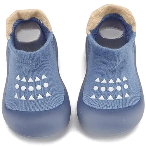 Aggroot Zapatos Calcetines Bebé Niños Niñas Primeros Pasos Zapatos Bebé Calcetines Antideslizantes con Suela de Goma,Azul,12-18 Monate/Etiquetas 2223