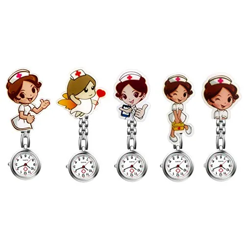 Avaner - Juego de 5 Relojes de Enfermera, para Enfermera, médico, paramédico, Broche de Broche, Broche de Metal, con Pin/Clip,Regalo para Enfermera Médico