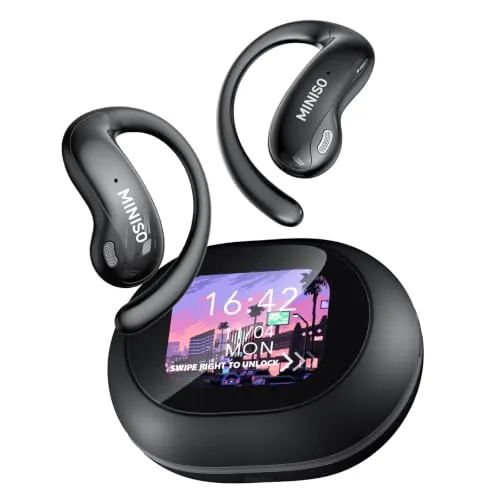 MINISO MS188 - Auriculares de traducción en tiempo real con traducción de voz con IA para 134 idiomas, pantalla táctil LCD OWS, compatible con iOS y Android, adecuado para estudios, viajes y negocios