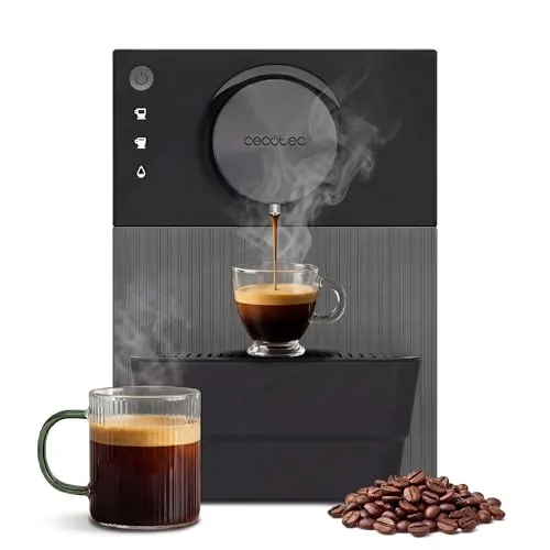 Cecotec Cafetera Superautomática Compacta Cremmaet Cube. 1350W, Sistema de Prensado de 10g, Sistema Pre-Infusión, 19 Bares, Sistema Thermoblock, 5 Niveles de Molienda, Panel de Control Táctil