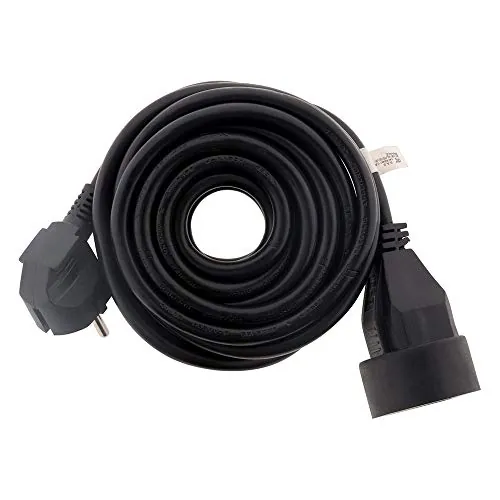 Zenitech - Extensor enchufe Francés Hembra a macho 16 A, HO5VV-F 3G1,5 mm², 5 m, Color Negro
