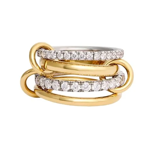 1 pieza de anillos apilables para mujer, anillo de 4 anillos de múltiples capas chapado en oro de 18k, anillos de circonia cúbica hipoalergénicos para mujer y hombre, anillo de pulgar de declaración