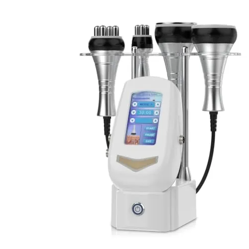 Masajeador de celulitis 4 en 1 40 K Cavitación & Radiofrecuencia | 10 niveles, pantalla táctil, luz roja y función de calor para cara y cuerpo, gestión del contorno corporal y cuidado suave de