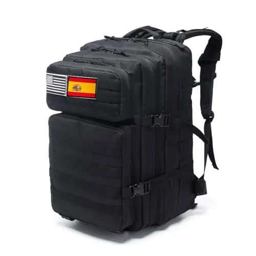 smallrun Mochilas Tácticas Militares 45L Mochila del ejército Gran Capacidad Mochila Crossfit Plegable Impermeable Mochila Montañismo, Senderismo, Acampada (Negro, 45L)