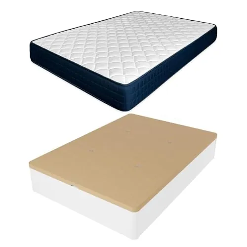 amuéblate Online - Pack Colchón Viscoelástico Naran (Doble Cara) + Canapé Madera Abatible con Gran Capacidad | Color Blanco 105 x 190