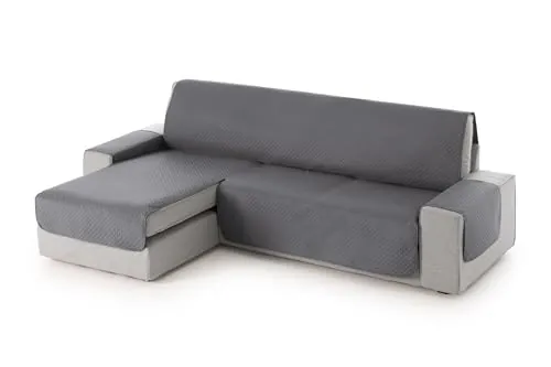 textil-home Funda Sofá Chaise Long Adele, Protector Cubre Chaise Longue Acolchado Universal Brazo Izquierdo 240cm. Color Gris, Protección contra Manchas y Desgaste.