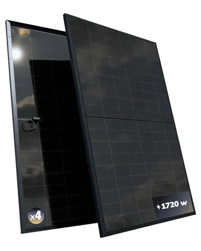 ESUNRA Create your Energy - 4 paneles solares bifaciales de 430W - Tecnología TOPCon - Rendimiento del 22% - Cables de 1,2m - ALLBLACK 2SX Model