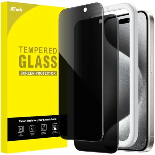 JETech Protector Pantalla Privacidad para iPhone 15 Pro, 2 Unidades