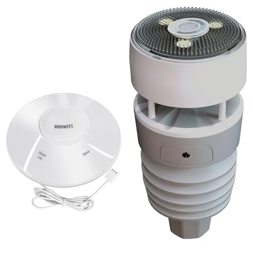 ECOWITT Wittboy GW2001 Estación Meteorológica, 3 en 1 Pasarela Interior WiFi Hub GW2000 + 7 en 1 Sensor Meteorológico Inalámbrico Doméstico WS90 con Alimentación Solar, 868