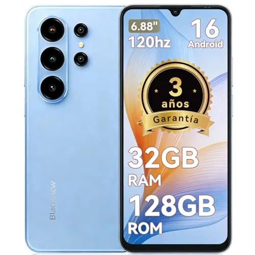 Blackview WAVE 10 Telefono Movil Baratos Buenos Android 16,6.88" 120Hz,32+13MP 32+128GB/2TB TF Celulares,Smartphone Libres Oferta 5000mAh/3.5mm/WiFi 5G/Face ID/Bloqueo Huella Dactilare,3 Años Garantía