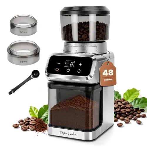 Taylor Swoden Molinillo de Café Eléctrico, 48 Niveles, Acero Inoxidable