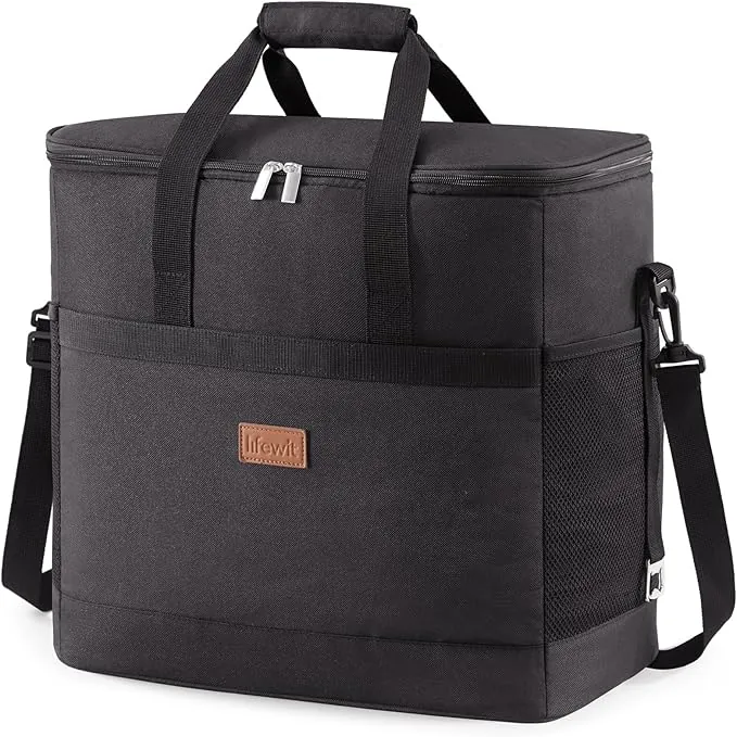 Lifewit Nevera Portatil 40L, Bolso Neveras Isotermica para Hombre, Grande Bolsas Termica porta Alimentos, Cooler Bag Tela Plegable para Playa, Camping, Viaje, Trabajo, Picnic, Negro