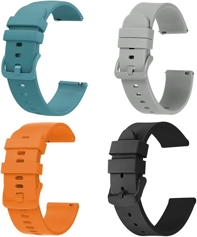 4 Piezas Correa 22mm Compatible, Correas Deportiva de Silicona Suave Repuesto, Pulseras de Repuesto Universal de Liberación Rápida (Gris/Verde/Naranja/Negro)